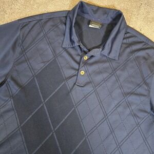 Nike Golf Tour Performance Mens Large Navy Blue Diamond Shrt Sleeve Polo Dri-Fit